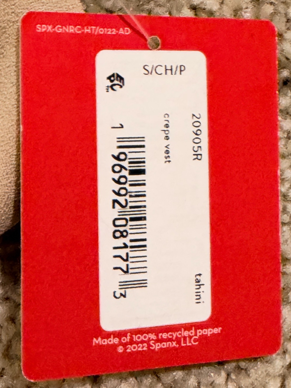 NWT SPANX Carefree Crepe Vest Top in Tahini, size Small. - Picture 6 of 9